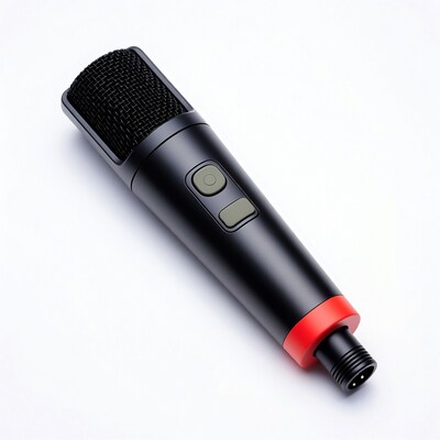 Black microphone with red accent