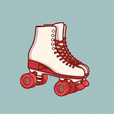 White roller skate with red wheels