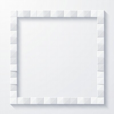White square frame on wall