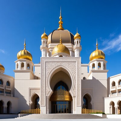 Grand mosque with golden domes