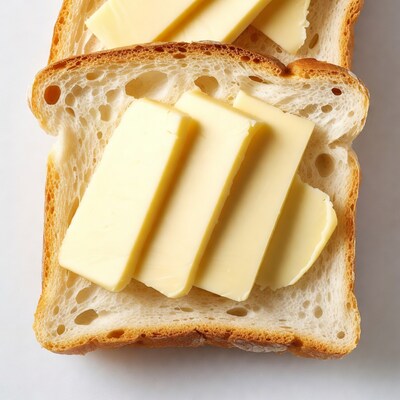 Butter on toasted bread slices