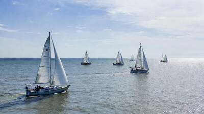 Sailboats on the ocean