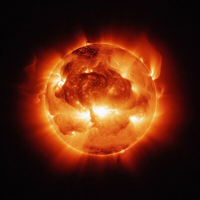 Fiery Sun with Solar Flares