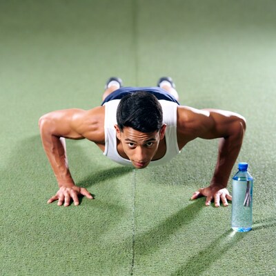 Asian man doing push ups