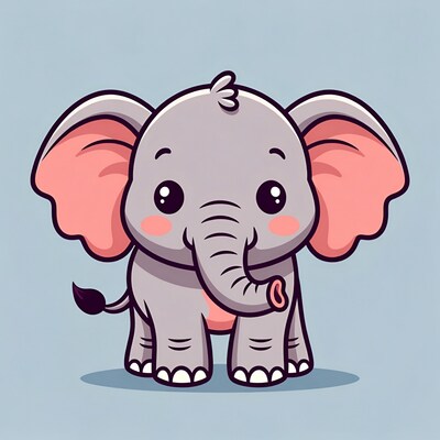 Cute cartoon baby elephant