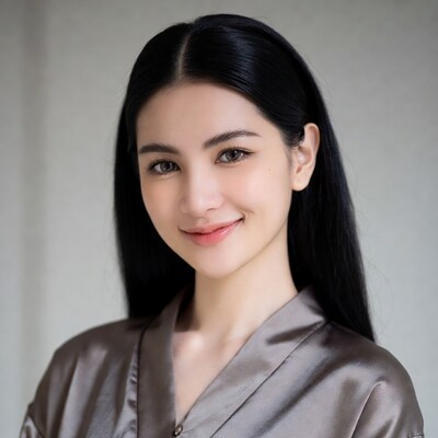 Asian woman with long black hair