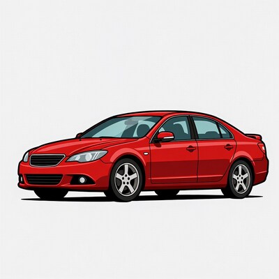 Red sedan car illustration