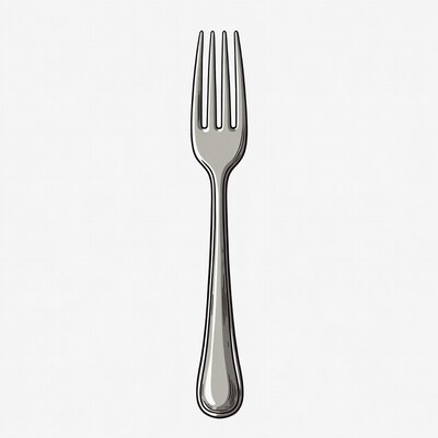 Silver fork on white background