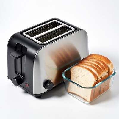 Toaster with bread slices