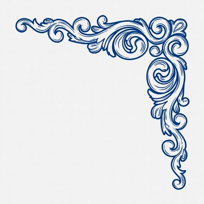 Blue ornate corner flourish