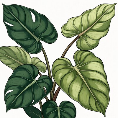 Tropical plant leaves illustration