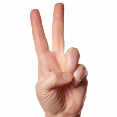 Hand showing peace sign