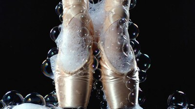 Ballet shoes in soap bubbles