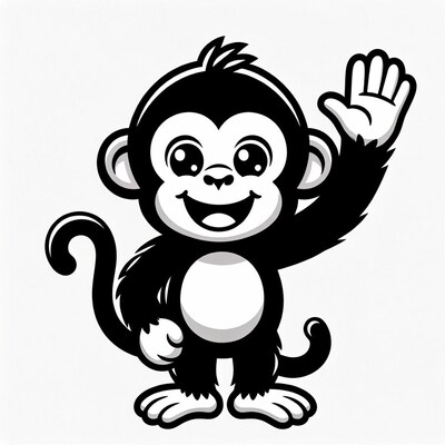 Cartoon monkey waving hello