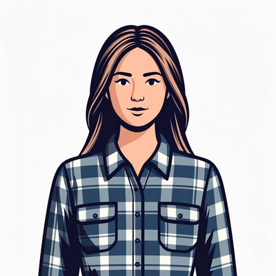 Woman in plaid shirt