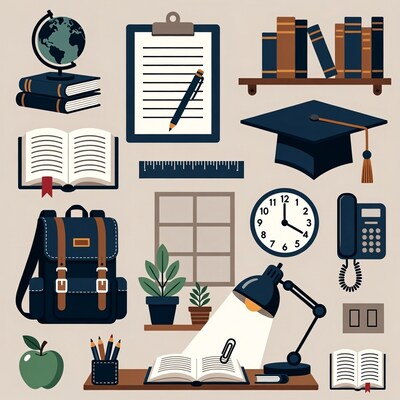 School and office supplies illustration