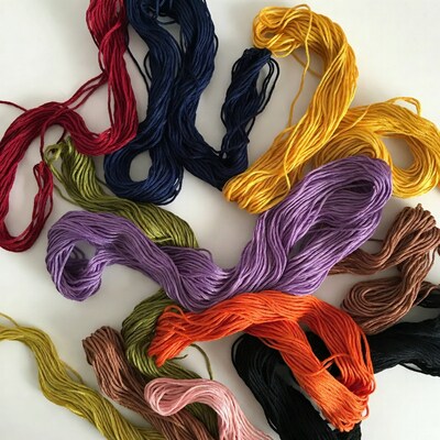 Colorful embroidery floss bundles