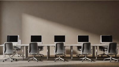 Empty office with computer desks