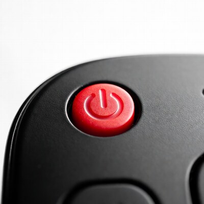 Red power button on black device