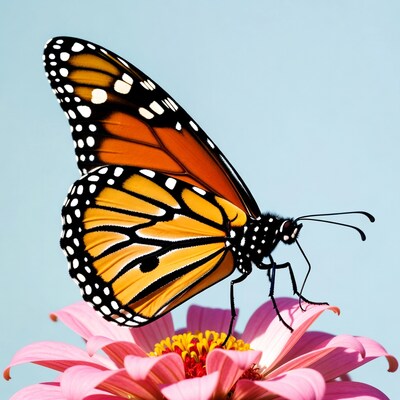 Monarch butterfly on pink flower