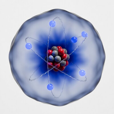 Atom with nucleus and electrons