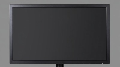 Black computer monitor on stand