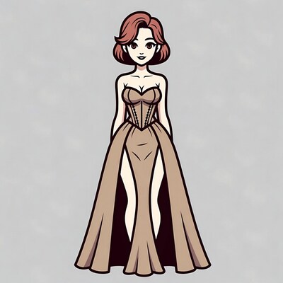 Woman in elegant brown gown