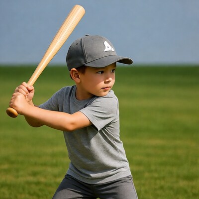 Boy swinging baseball bat