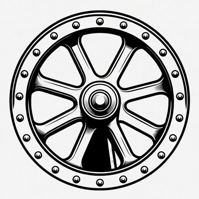 Black and white car wheel
