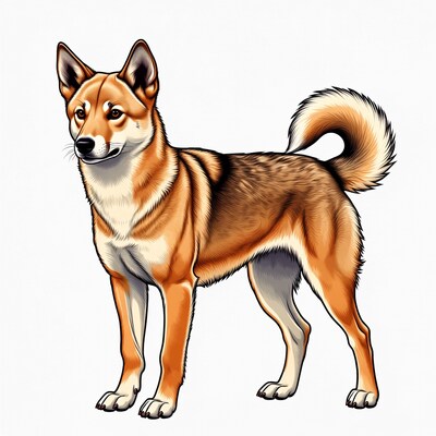 Shiba Inu standing on white background