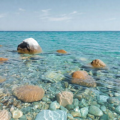 Clear turquoise water with rocks