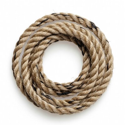 Coiled rope on white background