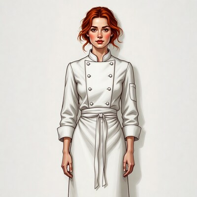 Woman in white chef uniform