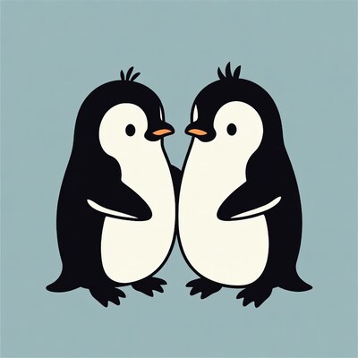 Two penguins standing together