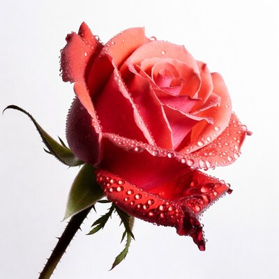 Red rose with water droplets