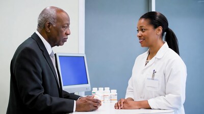 Doctor and pharmacist discussing medication