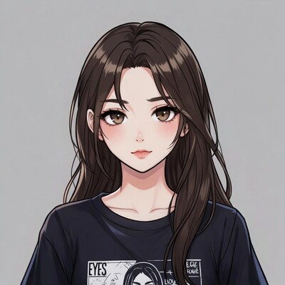 Young woman with long brown hair