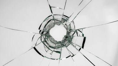 Broken glass with circular hole