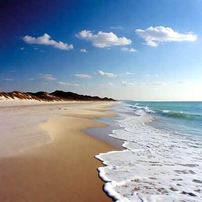 Sandy beach with ocean waves