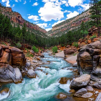 River flowing through rocky canyon
