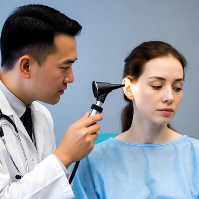 Doctor examining patient ear