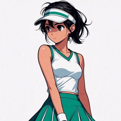 Anime girl in tennis outfit