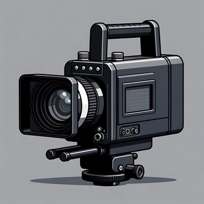 Professional video camera on tripod