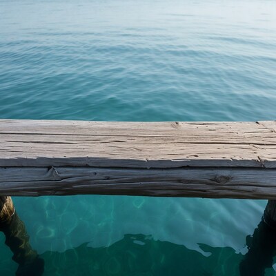 Wooden pier over turquoise water