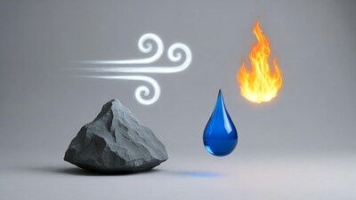 Rock water wind and fire elements