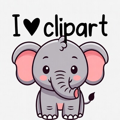 Cute elephant clipart illustration