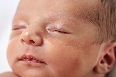 Newborn baby face close up