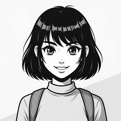 Anime girl with bob haircut