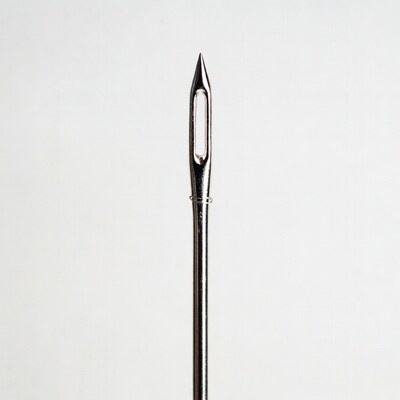 Close up of sewing needle eye