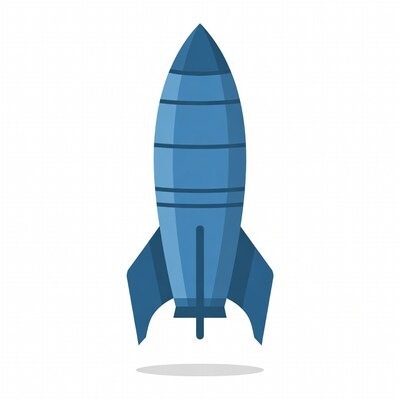 Blue rocket ship illustration